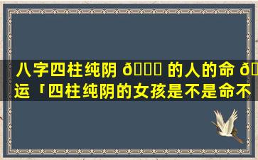 八字四柱纯阴 🐞 的人的命 🌼 运「四柱纯阴的女孩是不是命不好」